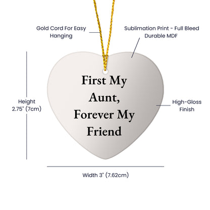 Aunt's Love, Forever My Friend - White Heart Ornament for Aunt's Thoughtful Gift, Gifts from Family, for Aunt, Christmas Ornament