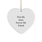 Aunt's Love, Forever My Friend - White Heart Ornament for Aunt's Thoughtful Gift, Gifts from Family, for Aunt, Christmas Ornament