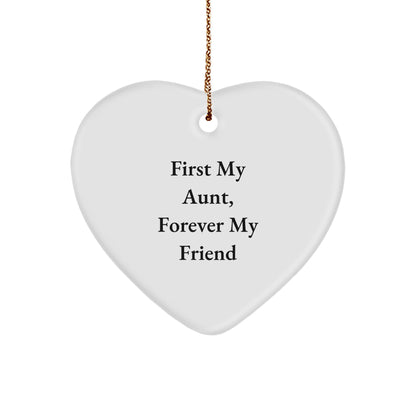 Aunt's Love, Forever My Friend - White Heart Ornament for Aunt's Thoughtful Gift, Gifts from Family, for Aunt, Christmas Ornament