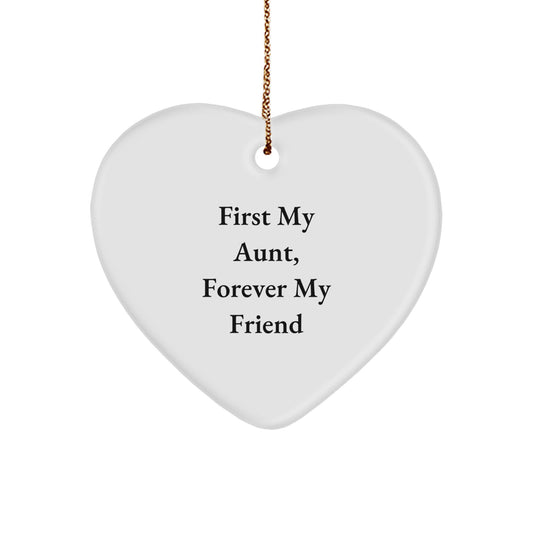 Aunt's Love, Forever My Friend - White Heart Ornament for Aunt's Thoughtful Gift, Gifts from Family, for Aunt, Christmas Ornament
