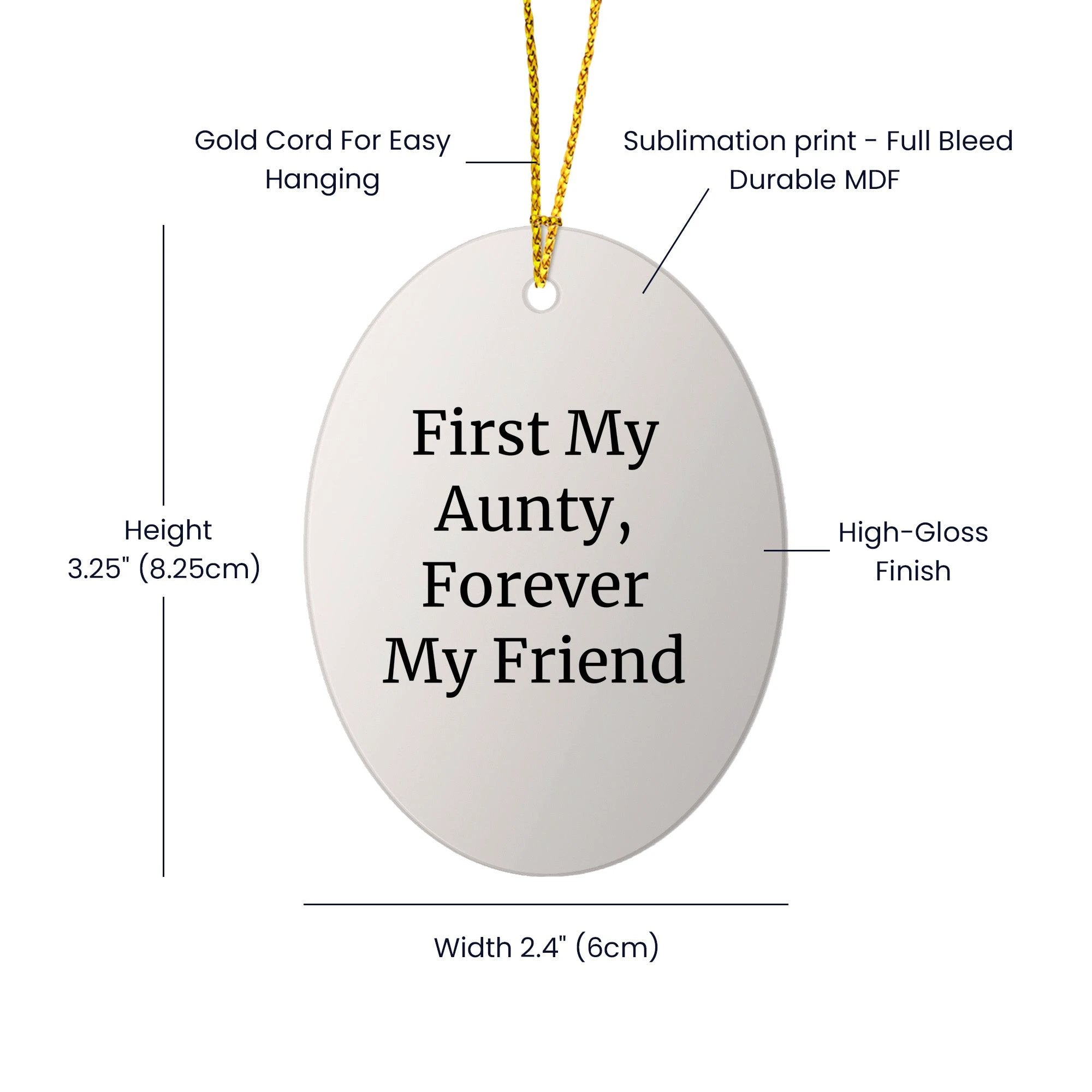 Aunty Oval Christmas Tree Ornament - First My Aunty, Forever My Friend, Gifts from Family