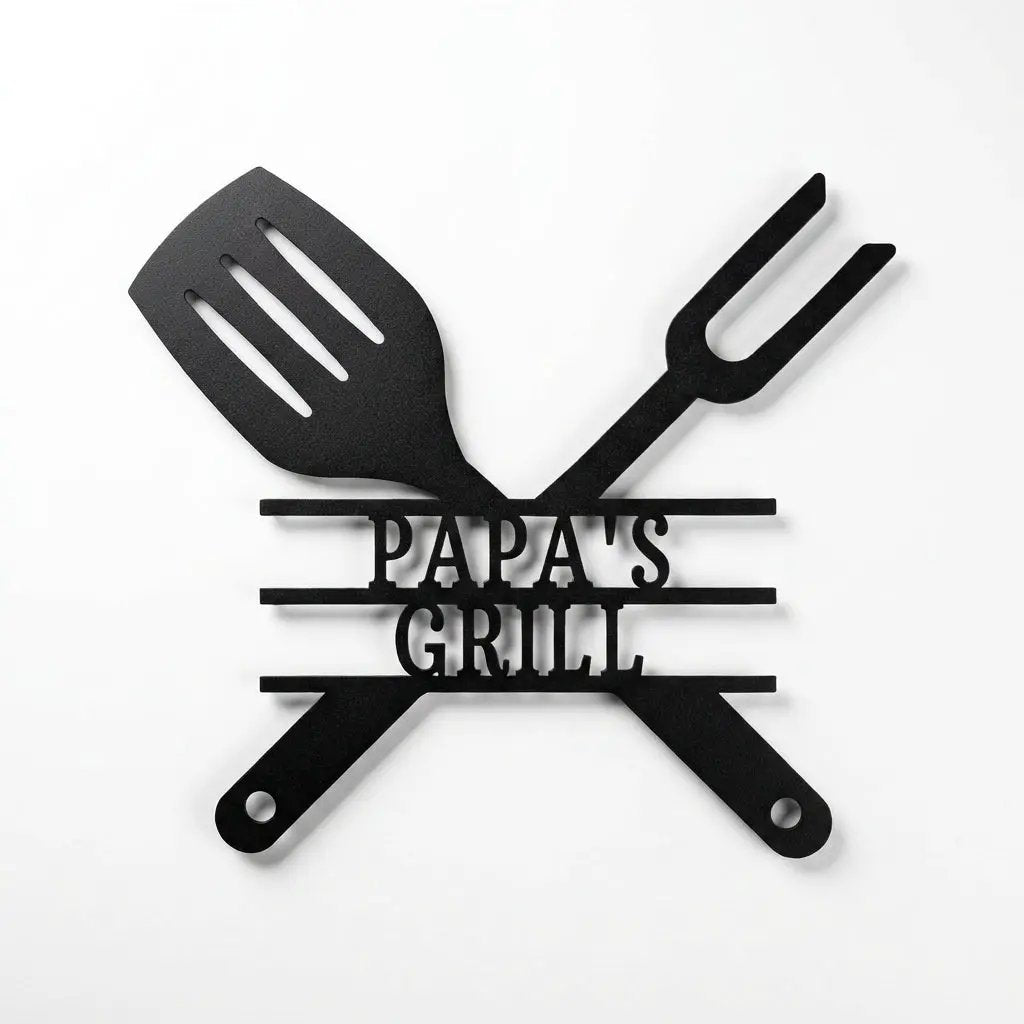 Personalized Grill Metal Wall Art – Custom BBQ Sign – Outdoor Kitchen Decor – Gift for Dad, Grandpa, BBQ Lover