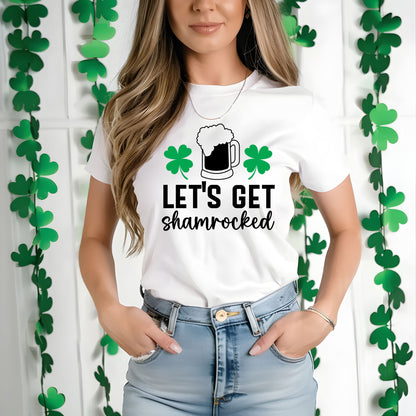 Let's Get Shamrocked St. Patrick’s Day T-Shirt – Funny Irish Drinking Tee for Men & Women – Unisex Cotton Crew Neck - Mallard Moon Gift Shop