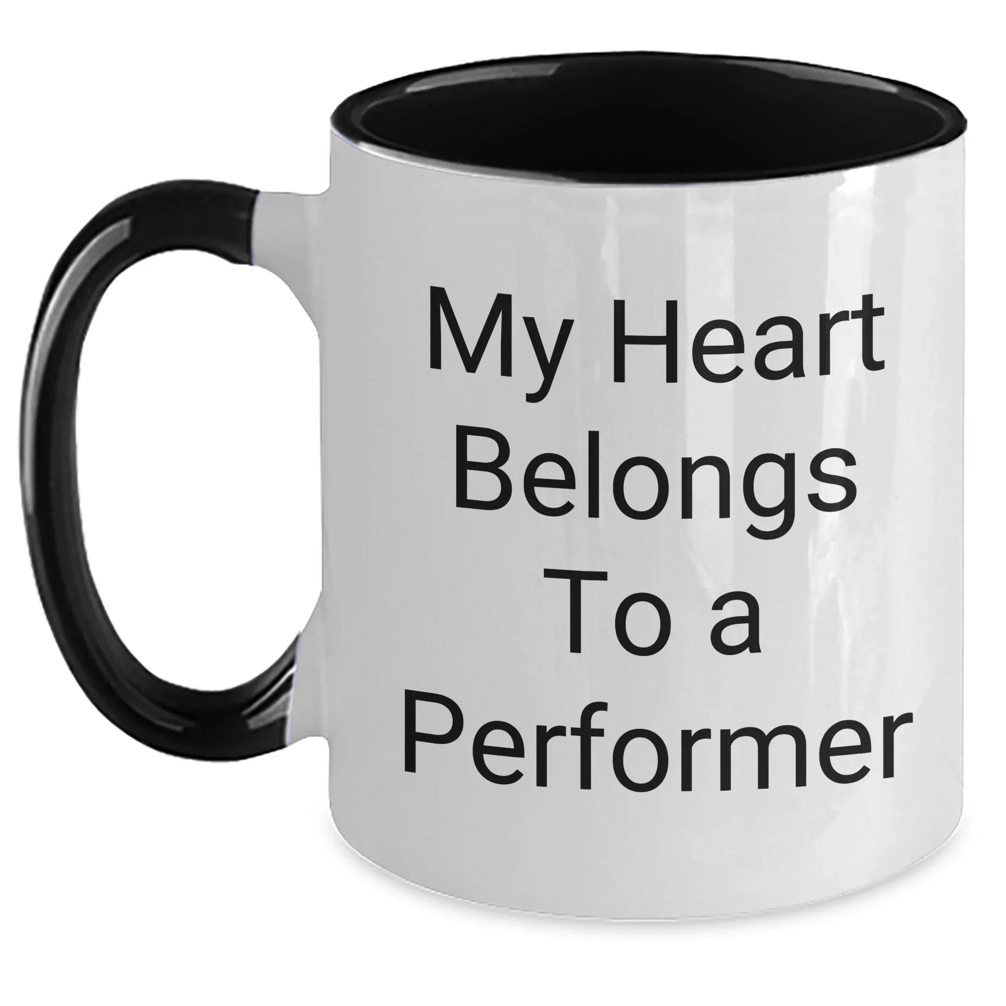 Funny Performer Gifts from Friends to Men, 'My Heart Belongs To A Performer' Two Tone Coffee Mug for Father's Day