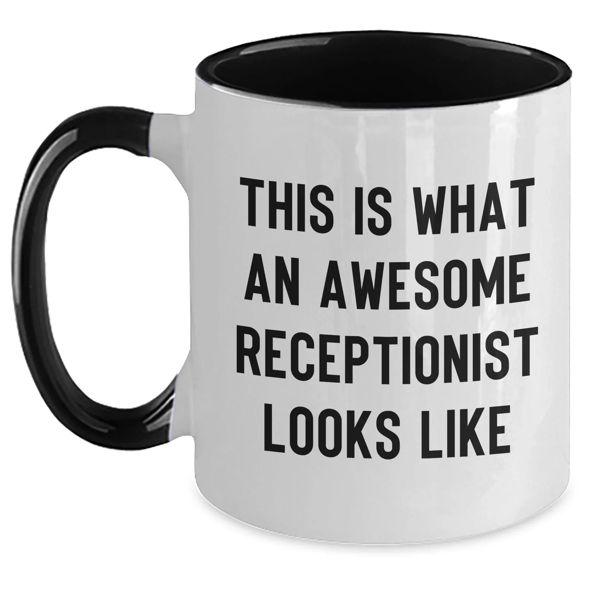 Gifts from Friends and Family, Receptionist Gifts, This Is What An Awesome Receptionist Looks Like, Two Tone Coffee Mug for Father's Day, Funny Quote