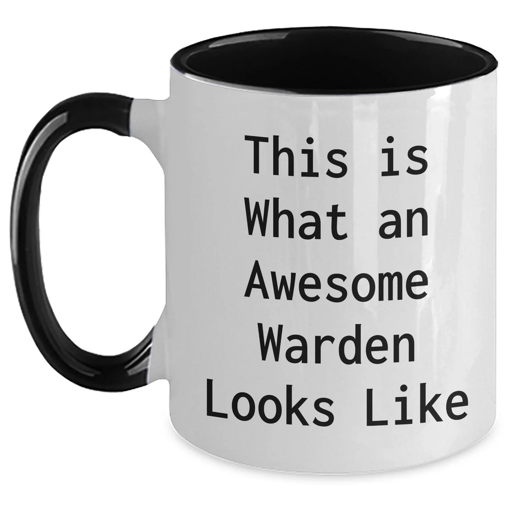 Funny Warden Gifts from Men - This Is What An Awesome Warden Looks Like Two Tone Coffee Mug for Father's Day Unique Gifts