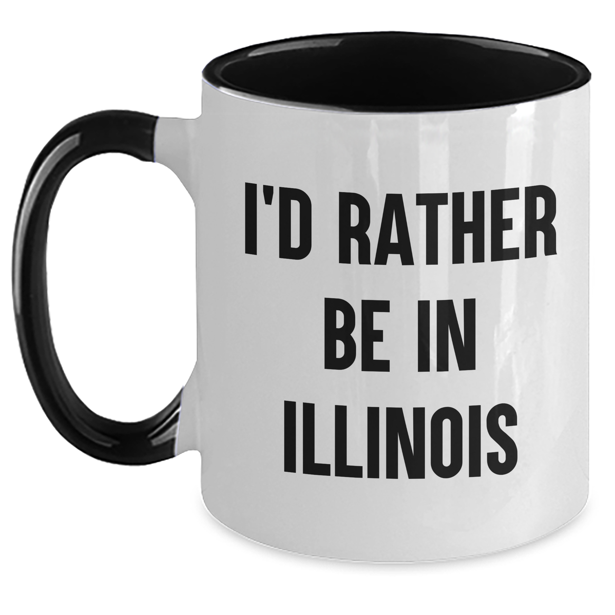 Funny I'd Rather Be In Illinois Two Tone Coffee Mugs for Dad, Illinois Gifts, Father's Day Unique Gifts from Friends to Men - Main