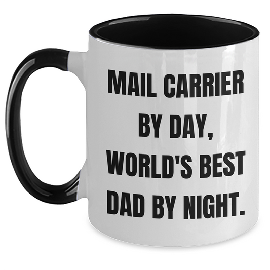 Funny Mail Carrier Gifts from Men to World's Best Dad - Two Tone Coffee Mug, Father's Day Unique - Main