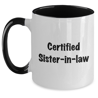 Funny Sister-in-law Gifts for Men, Cute Two Tone Coffee Mug with Inspirational Quote, Gifts from Sisters for Sister-in-law, Perfect for Father's Day - Main