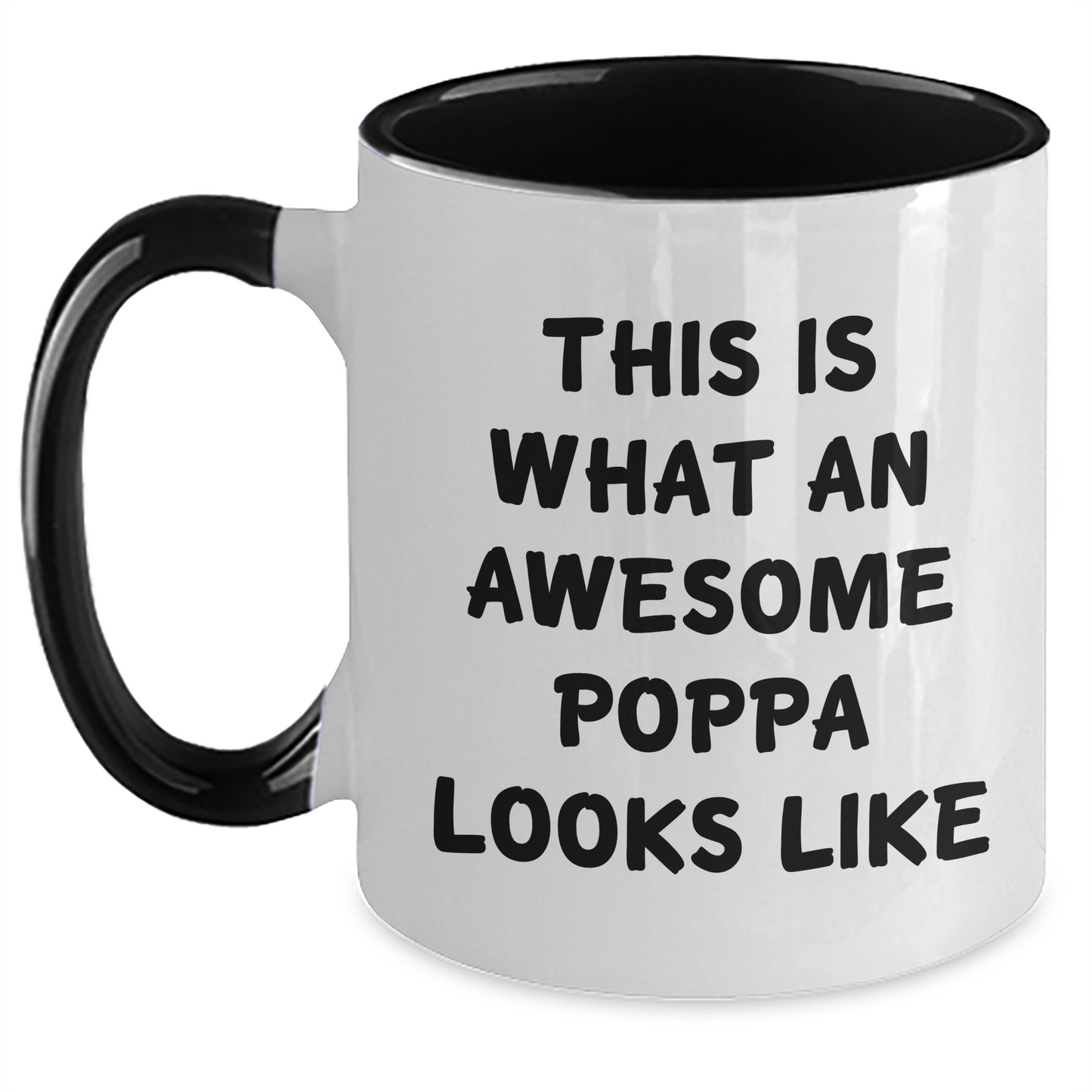 Funny Poppa Gifts for Men, Two Tone Coffee Mug - 'This Is What An Awesome Poppa Looks Like', Gifts from Friends and Family for Father's Day - Main