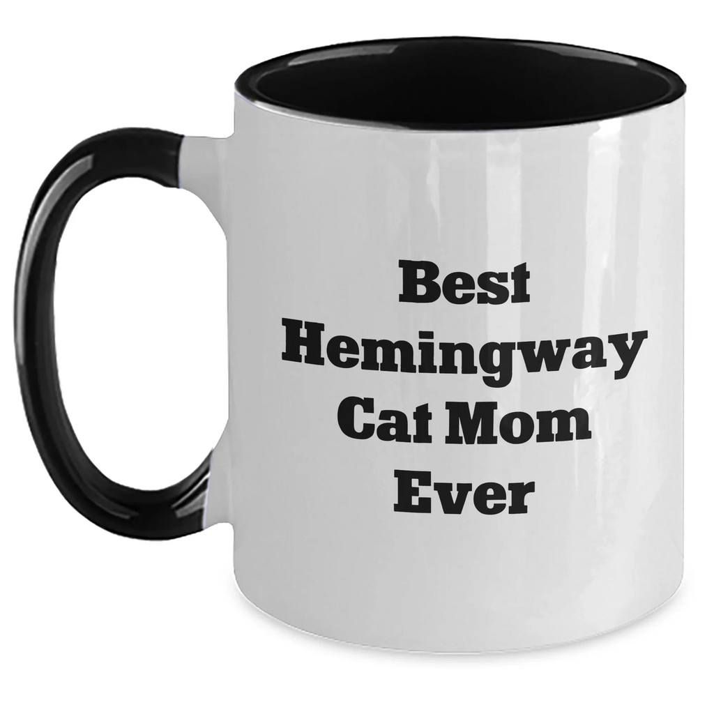 Hemingway Cat Mom Funny Two Tone Coffee Mugs Gifts from Men to Friends and Family for Father's Day