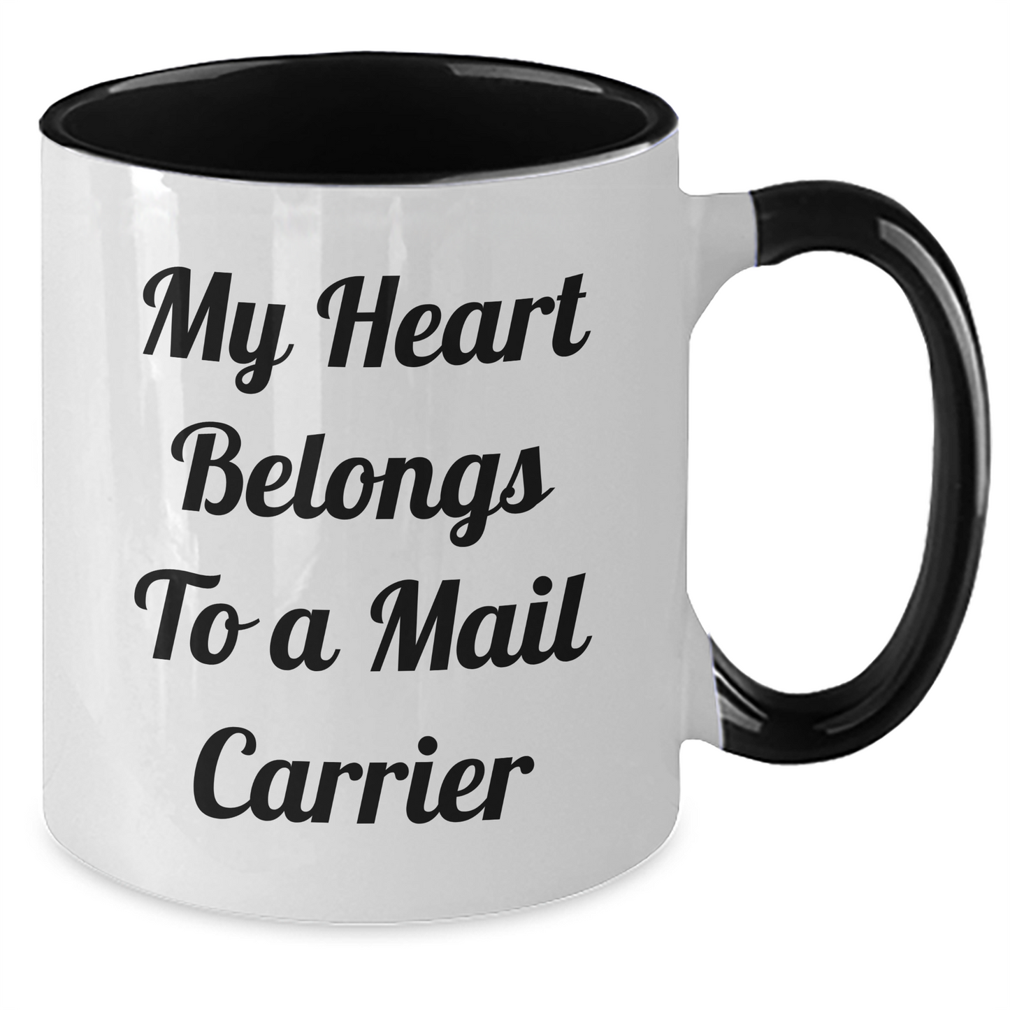 Funny Mail Carrier Gifts from Men to Mail Carrier Two Tone Coffee Mugs with Quote 'My Heart Belongs To A Mail Carrier' for Mother's Day - Additional