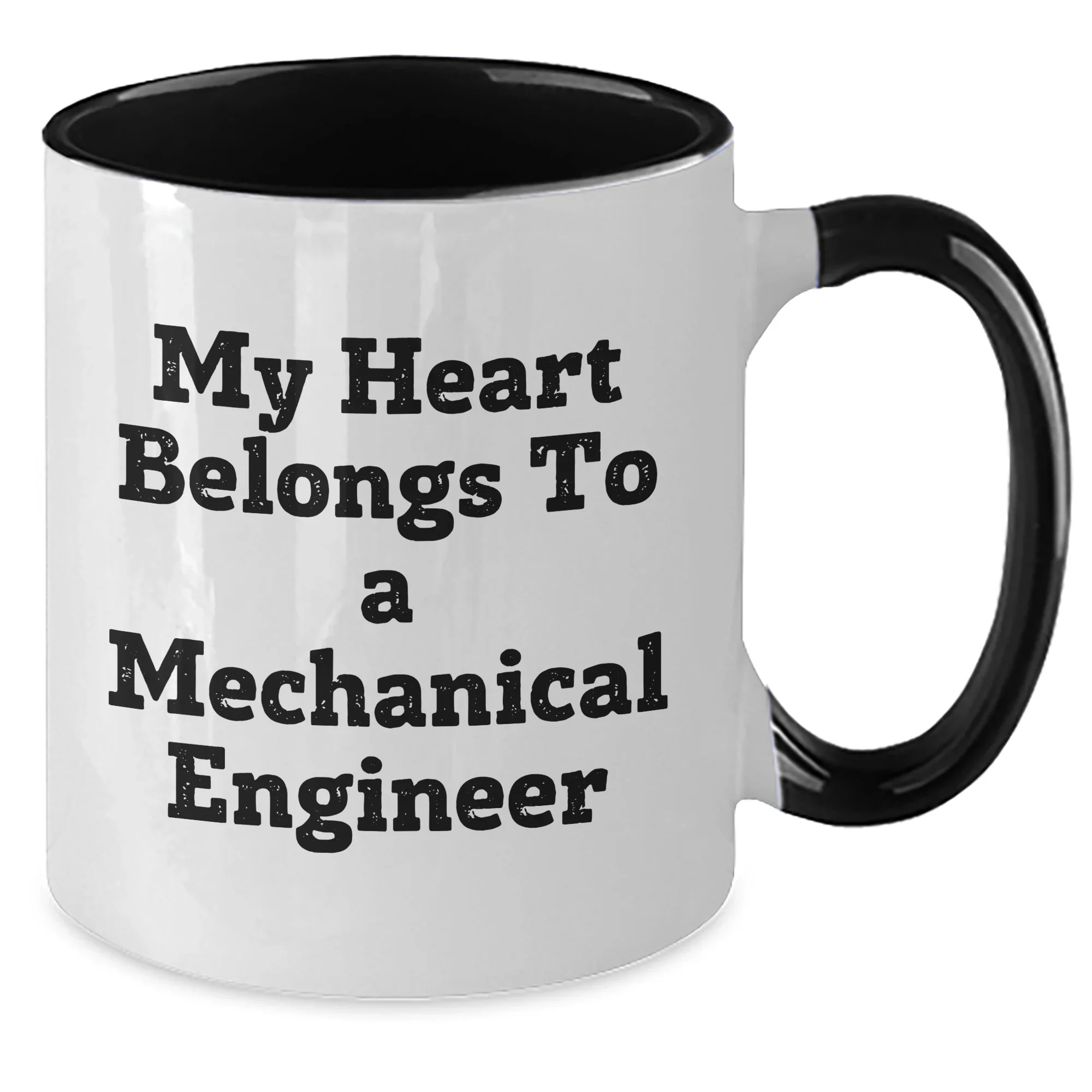 Funny Mechanical Engineer Gifts - 'My Heart Belongs To A' Two Tone Coffee Mug for Mom's Day from Men to Women, Friends, or Family