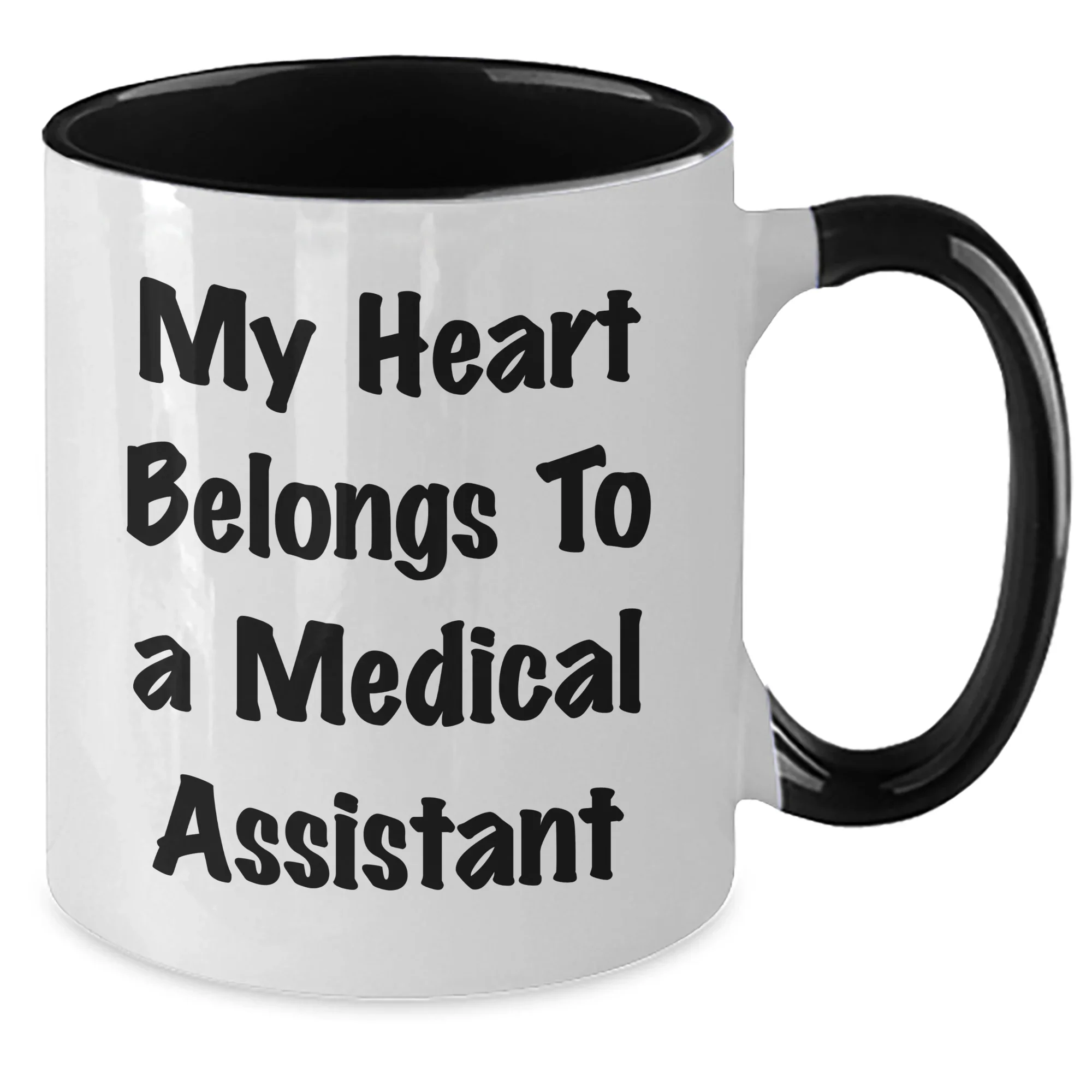 Funny Medical Assistant Gifts from Friends to Medical Assistants, My Heart Belongs To A Medical Assistant Two Tone Coffee Mug for Graduation Unique Gifts