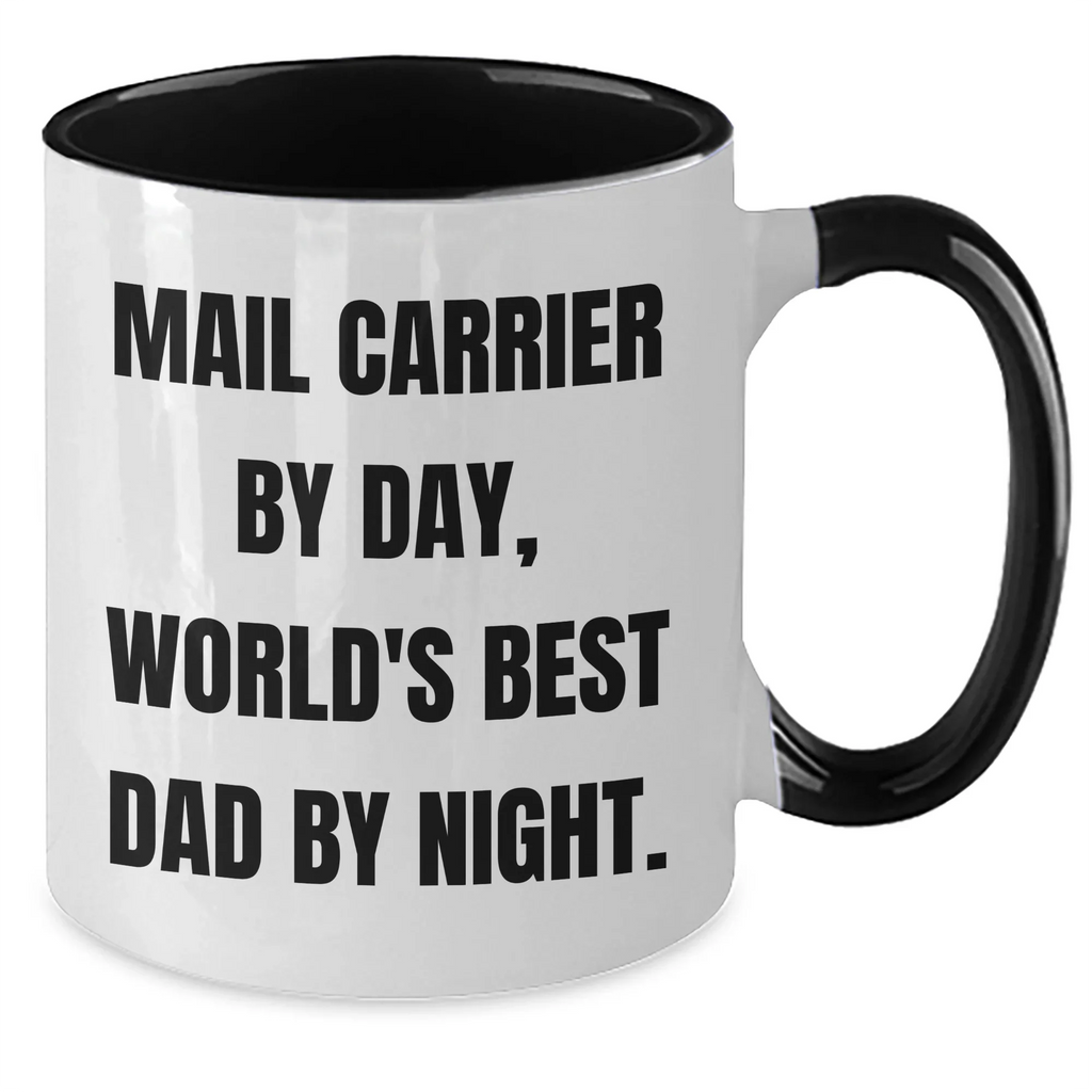Funny Mail Carrier Gifts from Men to World's Best Dad - Two Tone Coffee Mug, Father's Day Unique