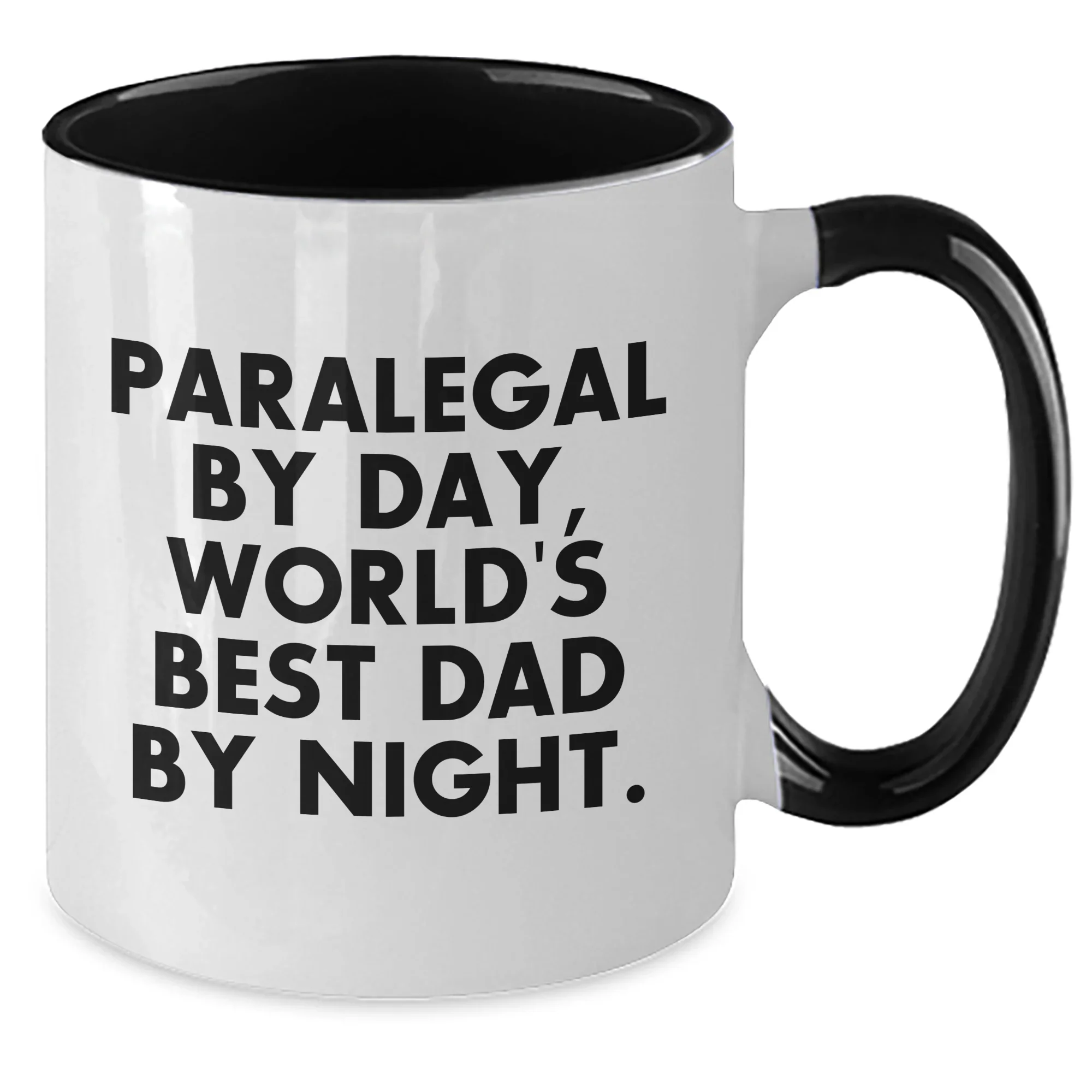 Paralegal Humor Two Tone Coffee Mug, Gifts from Dad, Gifts for Paralegal By Day, World's Best Dad By Night, Father's Day Unique Gift