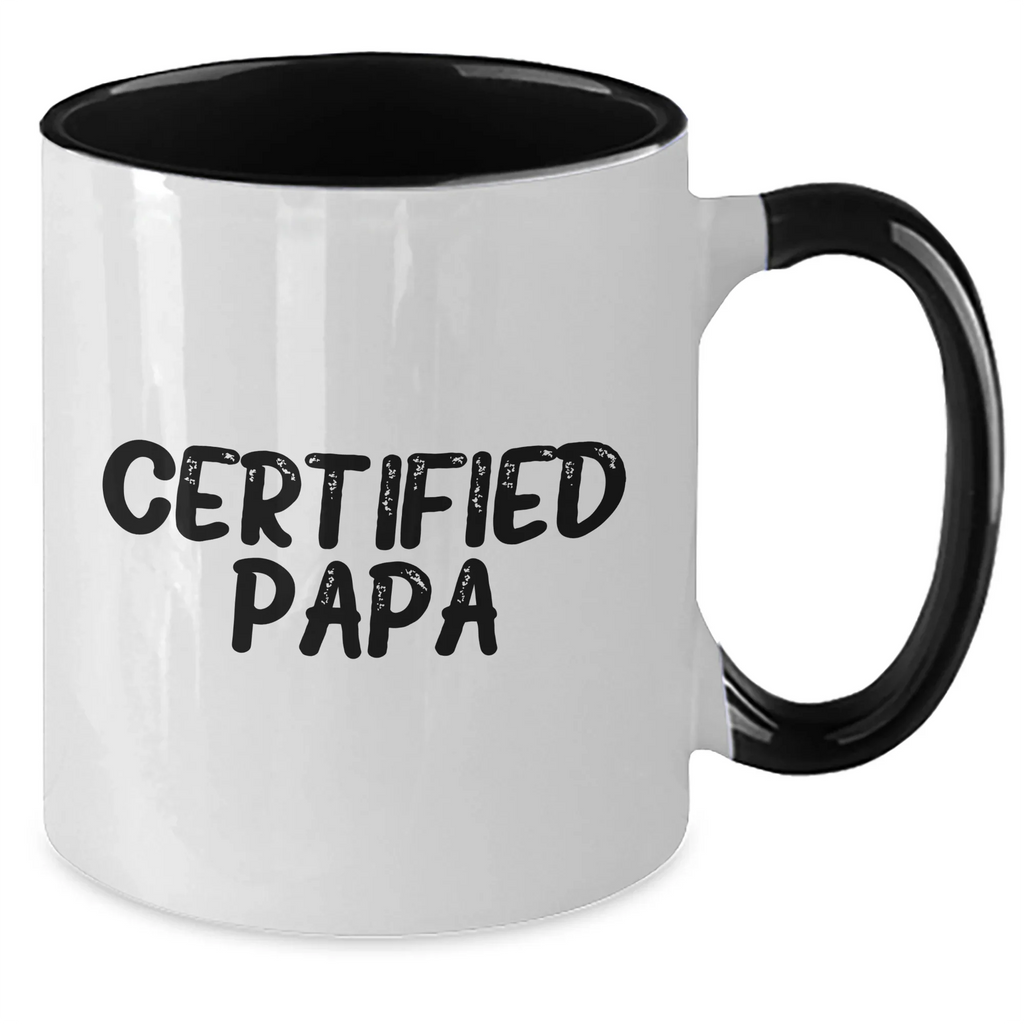 Funny Papa Certified Quote Two Tone Coffee Mugs Gifts for Papa from Family Friends Coworkers, Unique Father's Day Present