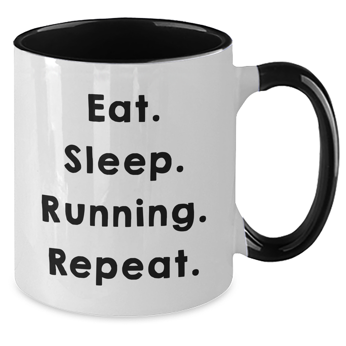 Funny Running Quotes Gifts from Dad to Running Men on Father's Day, Two Tone Coffee Mug, Eat. Sleep. Running. Repeat. - Additional