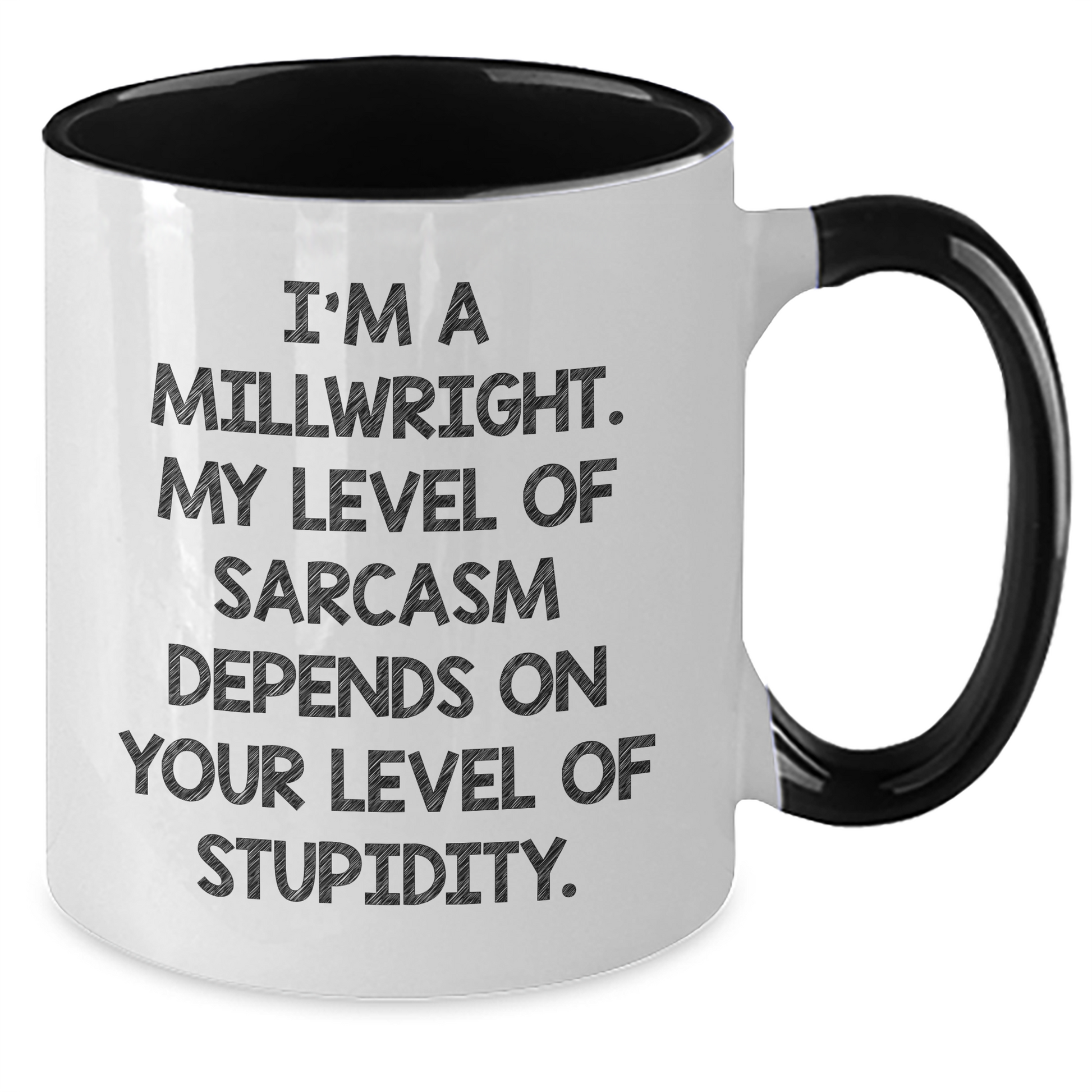 Funny Millwright Gifts - I'm A Millwright. My Level Of Sarcasm Depends On Your Level Of Stupidity. - 11oz Two Tone Coffee Mug, Gifts from Men to Millwright, Mother's Day Unique Gifts - Additional
