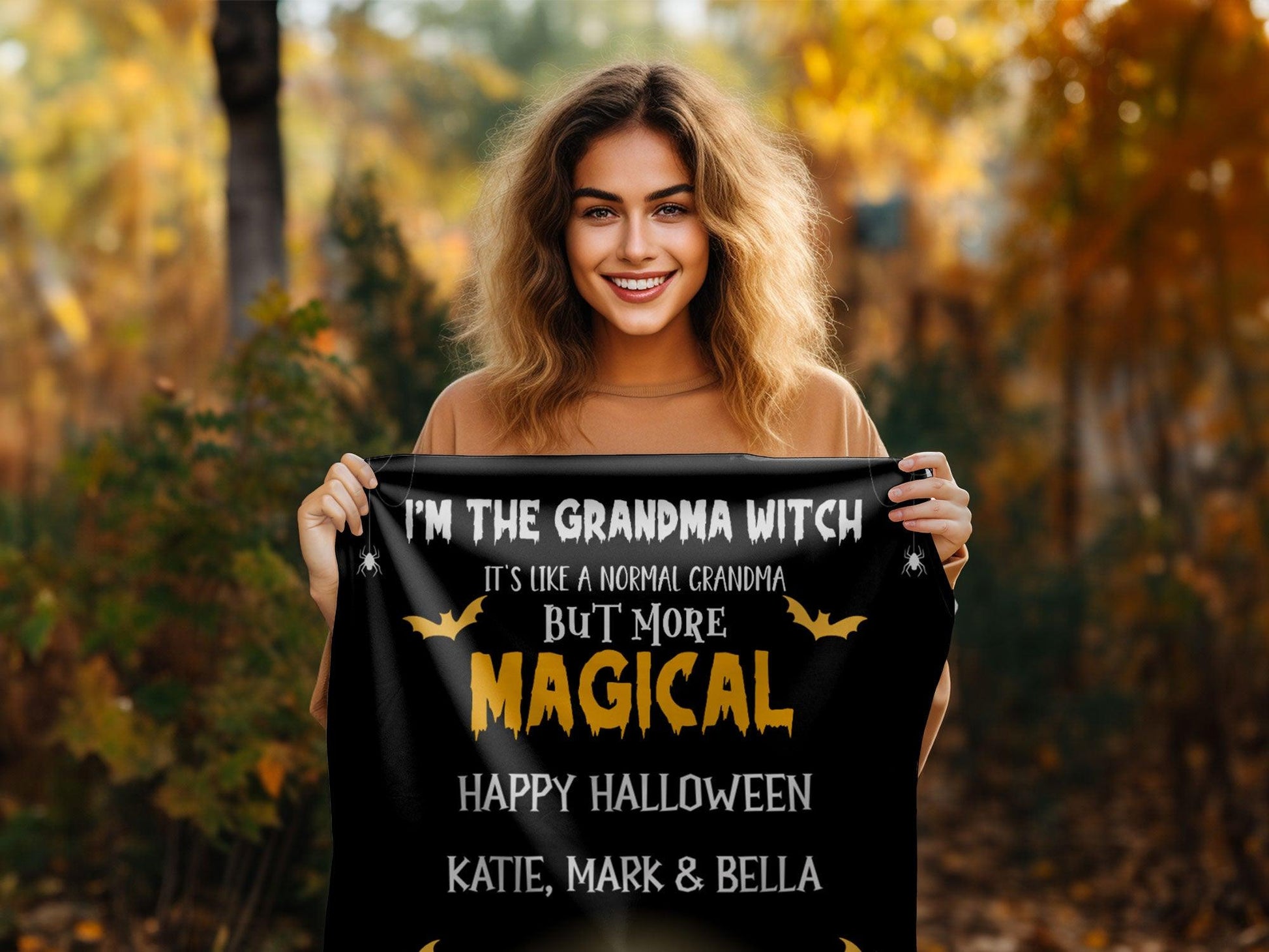 Halloween Personalized Mink Fleece Blanket - I'm the Grandma Witch But More Magical - Mallard Moon Gift Shop