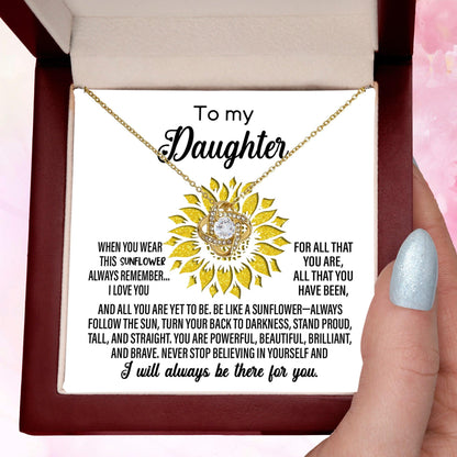 To My Daughter Be Like A Sunflower Love Knot Necklace - Mallard Moon Gift Shop