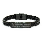 Funny Kite Flying Inspirational Gifts from Men to Kite Flying Enthusiasts on Father's Day - Interlaced Leather Bracelet with Stainless Steel Engraving, 7.87 inches
