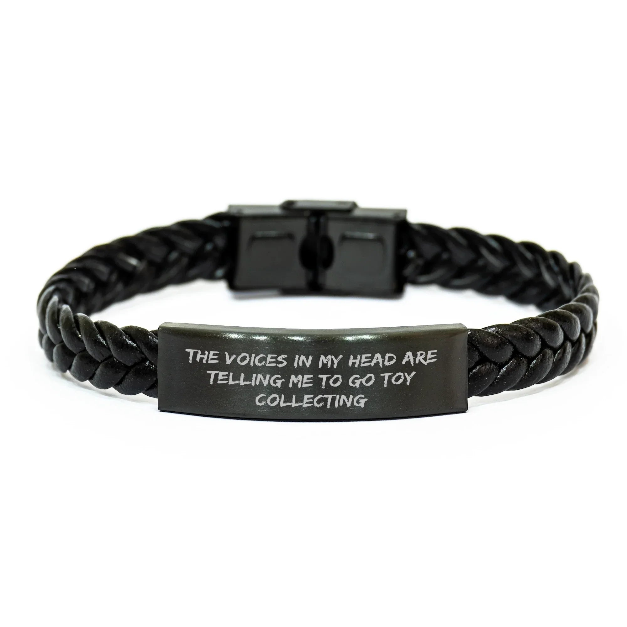 Funny Toy Collecting Gifts for Men - Interlaced Leather Bracelet with Quote 'The Voices In My Head Are Telling Me To Go Toy Collecting' - Gifts from Dad to Son - Father's Day Unique Gifts