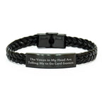 Funny Card Games Gifts for Men, Interlaced Leather Card Games Bracelet with Engraved Stainless Steel, Gifts from Friends to Family on Father's Day