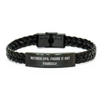 Funny CPA Gifts: Interlaced Leather Bracelet for Mother's Day from Men to Women - 'Retired Cpa. Figure It Out Yourself.' Quote