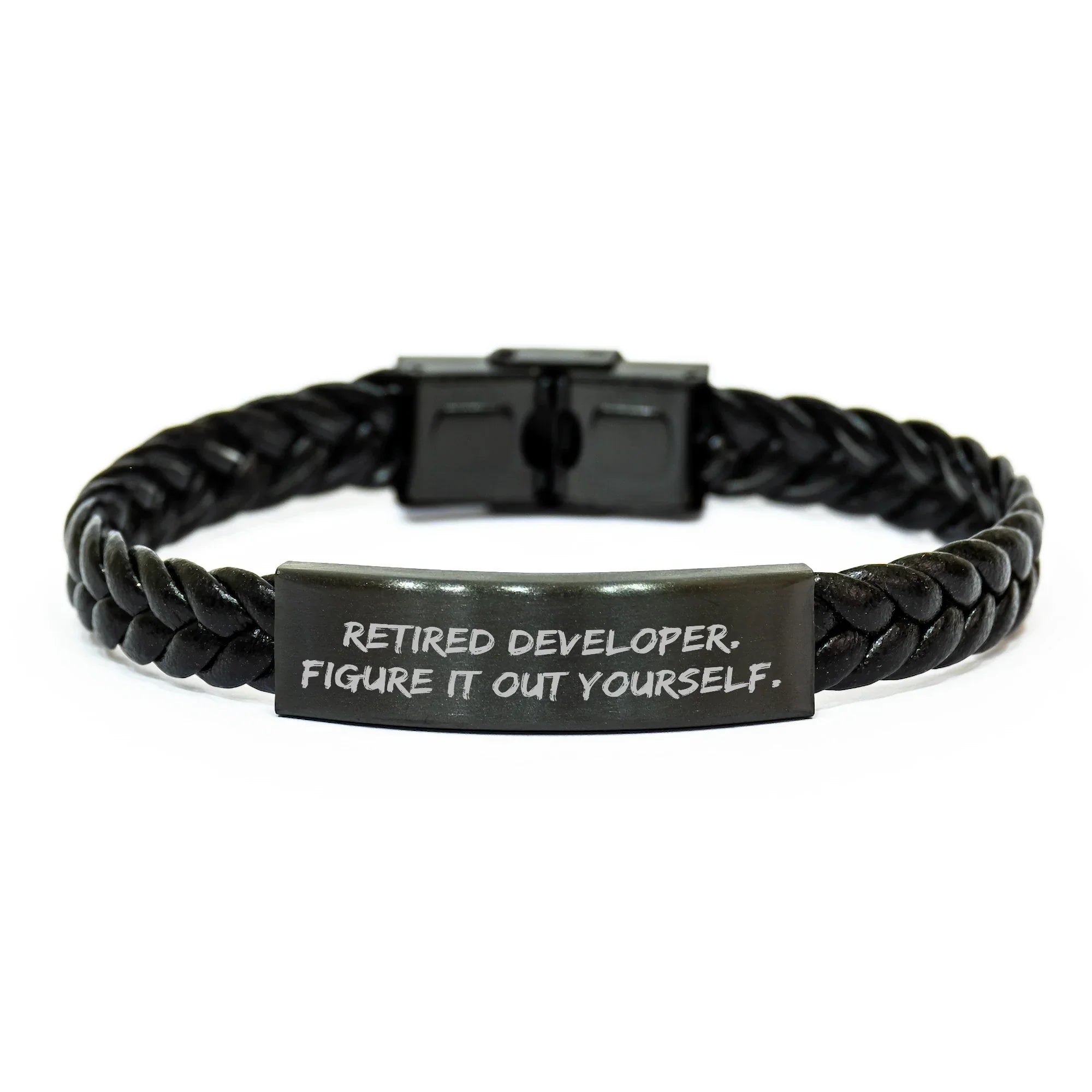 Funny Retired Developer Gifts: Interlaced Leather Bracelet for Developer, Gifts from Men, Gifts for Developer, Mother's Day Unique Gifts