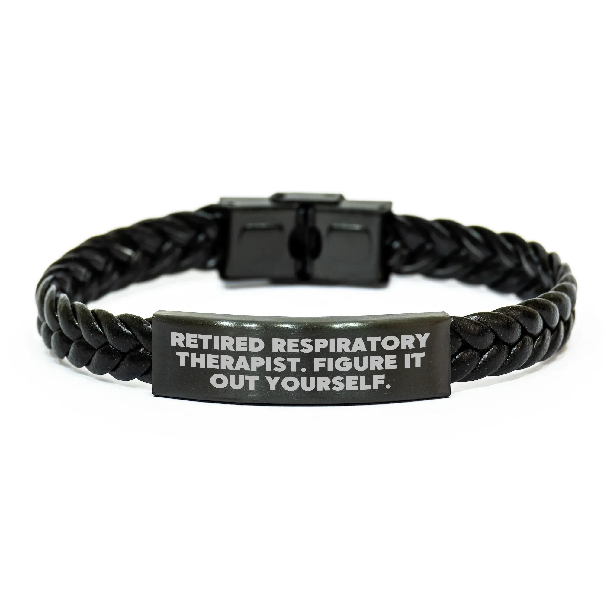 Respiratory Therapist Gifts - Interlaced Leather Bracelet, 'Retired Respiratory Therapist. Figure It Out Yourself.' Funny Quote, Gifts from Family to Respiratory Therapist, Mother's Day Unique Gifts