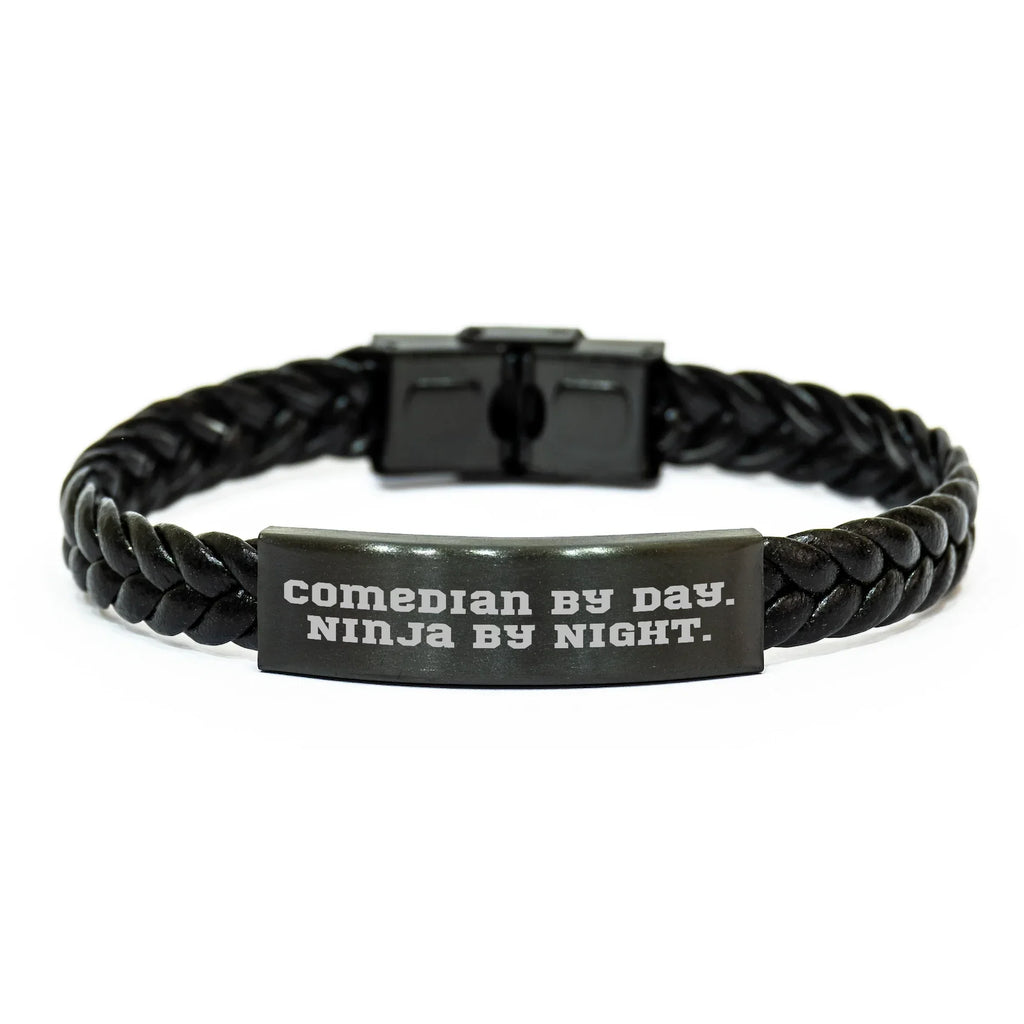 Comedian By Day, Ninja By Night Interlaced Leather Gift for Comedians, Funny Quote, Mother's Day Unique Gifts from Friends