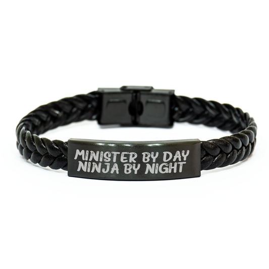 Minister Gifts from Men, Unique Interlaced Leather Bracelet for Minister, Ninja By Night, Mother's Day Unique Gifts - Image 1