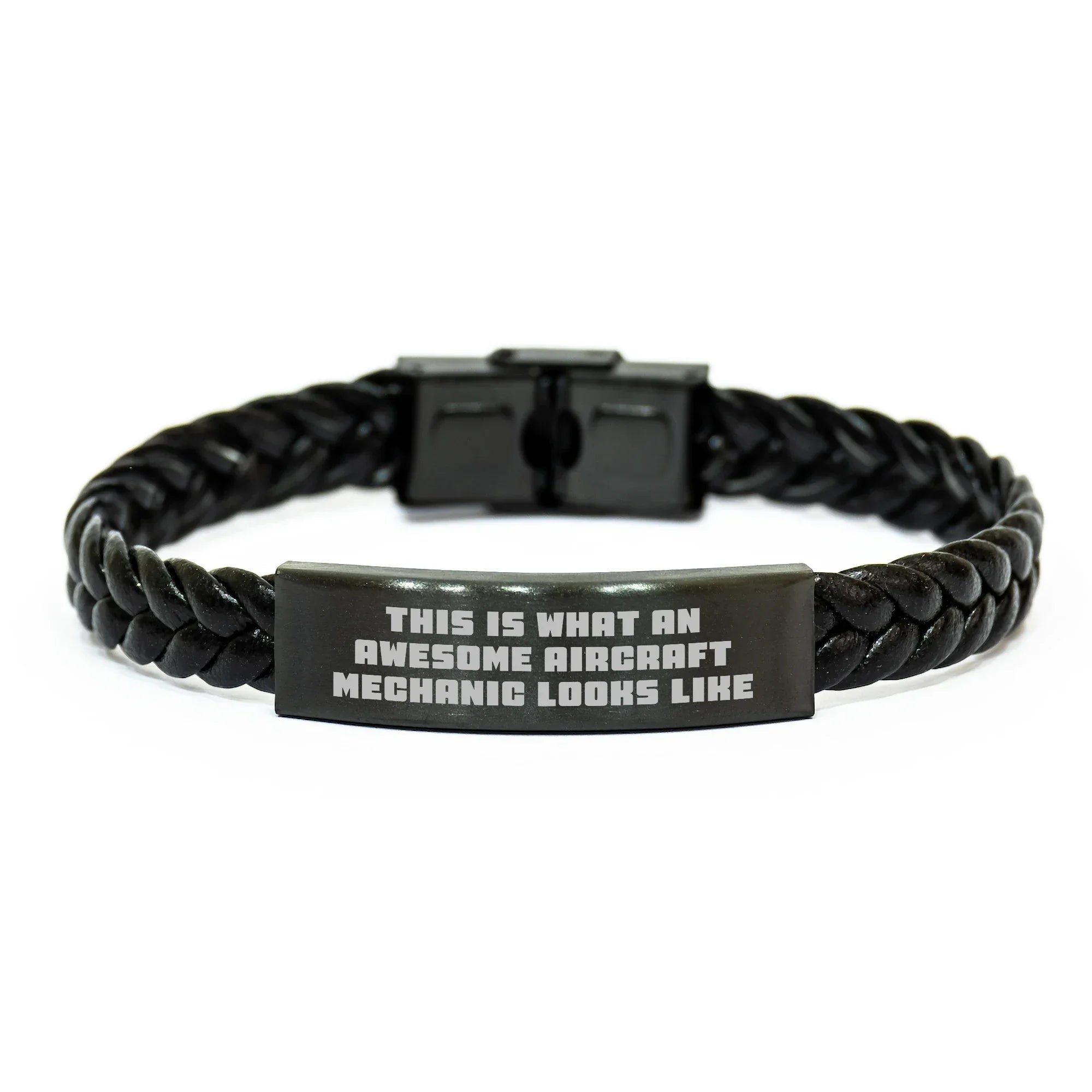 Aircraft Mechanic Gifts - Funny Quote Interlaced Leather Bracelet, Unique Father's Day Presents for Men from Friends, Family or Coworkers