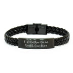 South Carolina Inspired Interlaced Leather Bracelet, Funny Quote 'I'd Rather Be', Father's Day Unique Gifts for Men from Friends