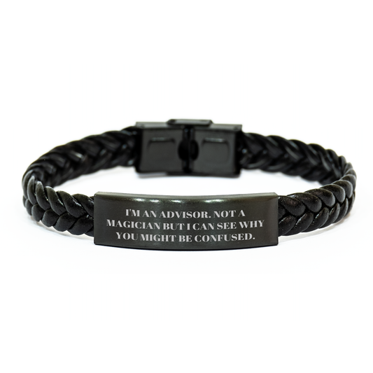 Advisor Gifts, Unique Interlaced Leather Bracelet from Friends, Funny Quote for Men, Father's Day Unique Gifts - Image 1