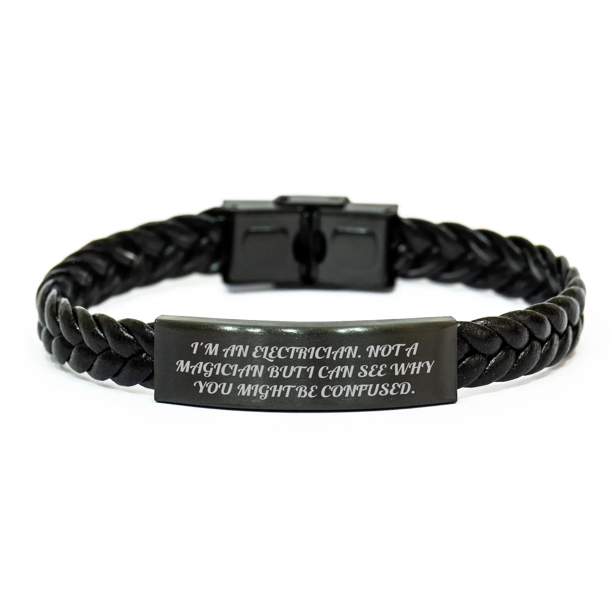 Electrician's Humor, Interlaced Leather Braces for Men, Gifts from Family, Unique Father's Day Presents for Electrician Friends