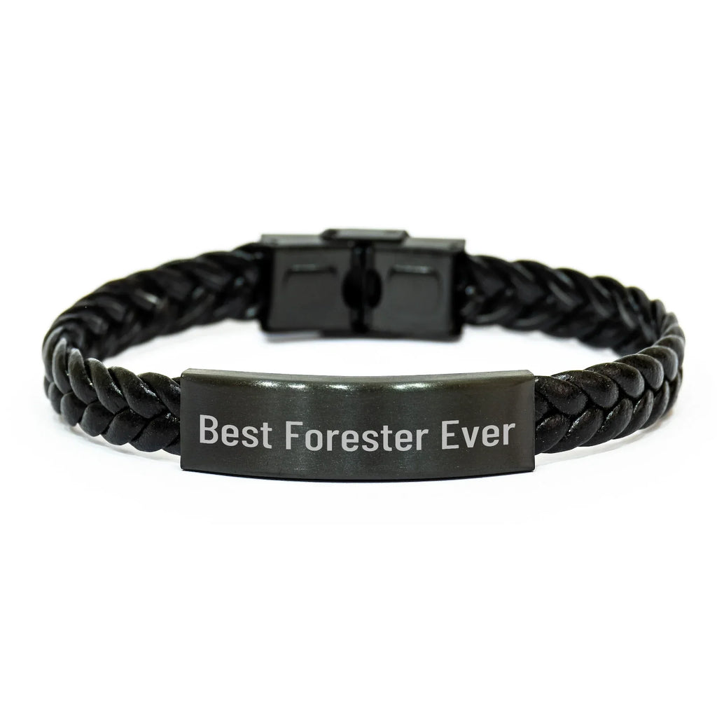 Funny Best Forester Ever Interlaced Leather Bracel Gifts from Men to Forester on Father's Day