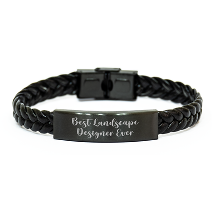 Funny Landscape Designer Gifts, Best Landscape Designer Ever Interlaced Leather Bracelet, Gifts from Friends to Landscape Designer, Mother's Day Unique Gifts - Image 1