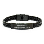 Best Nurse Practitioner Ever Interlaced Leather Bracelet Gifts from Men to Nurse Practitioner on Father's Day, Unique Gift for Nurse Practitioner, Inspirational Quote, Leather and Stainless Steel