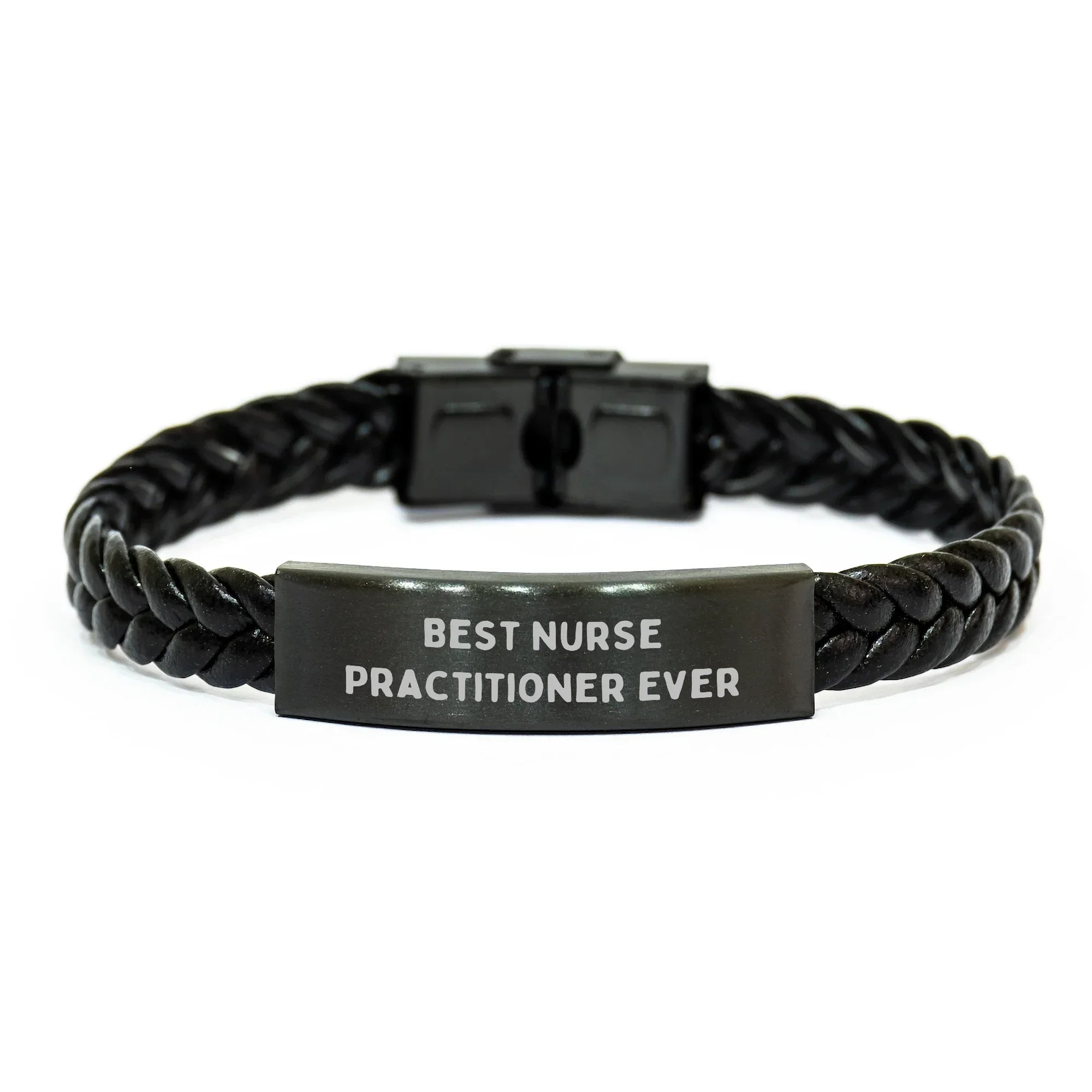 Best Nurse Practitioner Ever Interlaced Leather Bracelet Gifts from Men to Nurse Practitioner on Father's Day, Unique Gift for Nurse Practitioner, Inspirational Quote, Leather and Stainless Steel