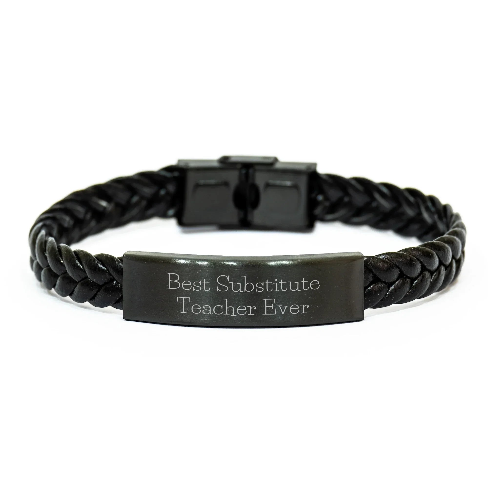 Funny Substitute Teacher Gifts from Men - Best Ever Interlaced Leather Bracelet for Substitute Teachers, Father's Day Unique Gifts for Family, Friends, Coworkers