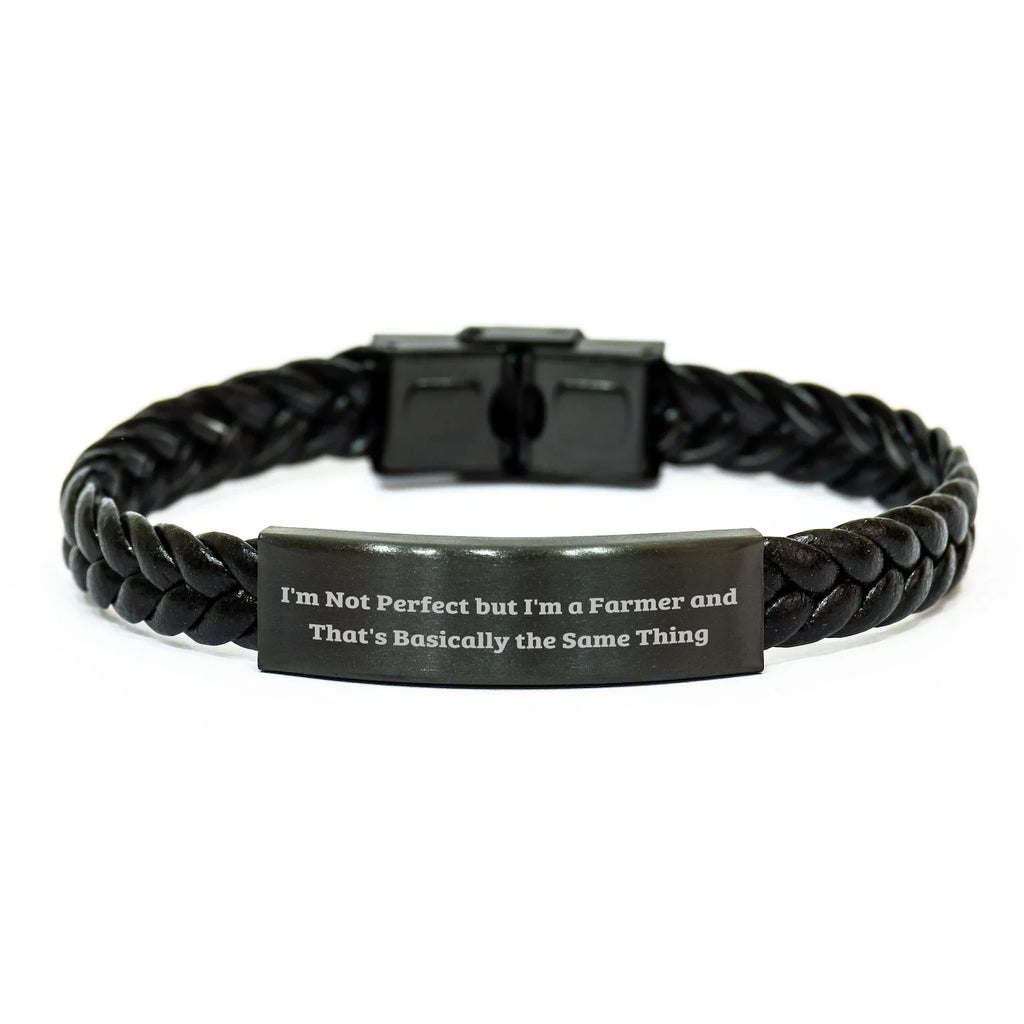Farmer Gifts from Friends, Unique Interlaced Leather Bracellet with Humor, 'I'm Not Perfect But I'm A Farmer And That's Basically The Same Thing', Father's Day Unique Gifts for Men