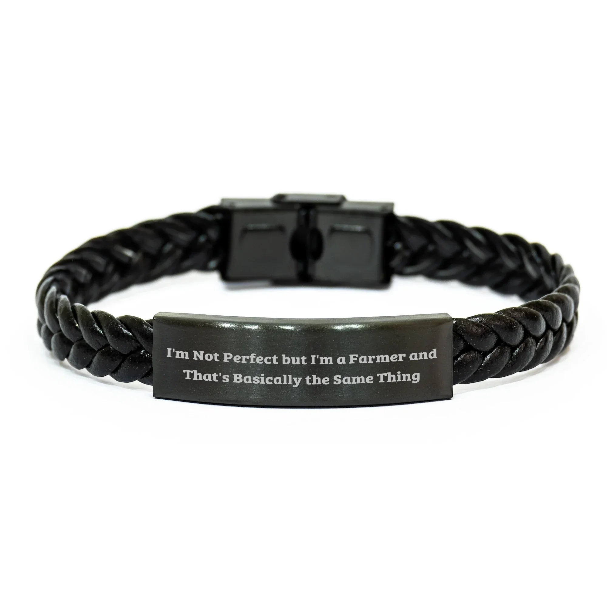 Farmer Gifts from Friends, Unique Interlaced Leather Bracellet with Humor, 'I'm Not Perfect But I'm A Farmer And That's Basically The Same Thing', Father's Day Unique Gifts for Men