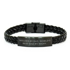 Welder's Proud Interlaced Leather Bracelet, Funny Quote, Gifts from Family for Father's Day, Best Dad By Night