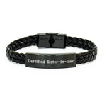 Funny Sister-in-law Gifts from Sister - Interlaced Leather Bracelet for Men's Dad's Day - Certified Sister-in-law Quote, Gifts for Sister-in-law, Unique Men's Jewelry