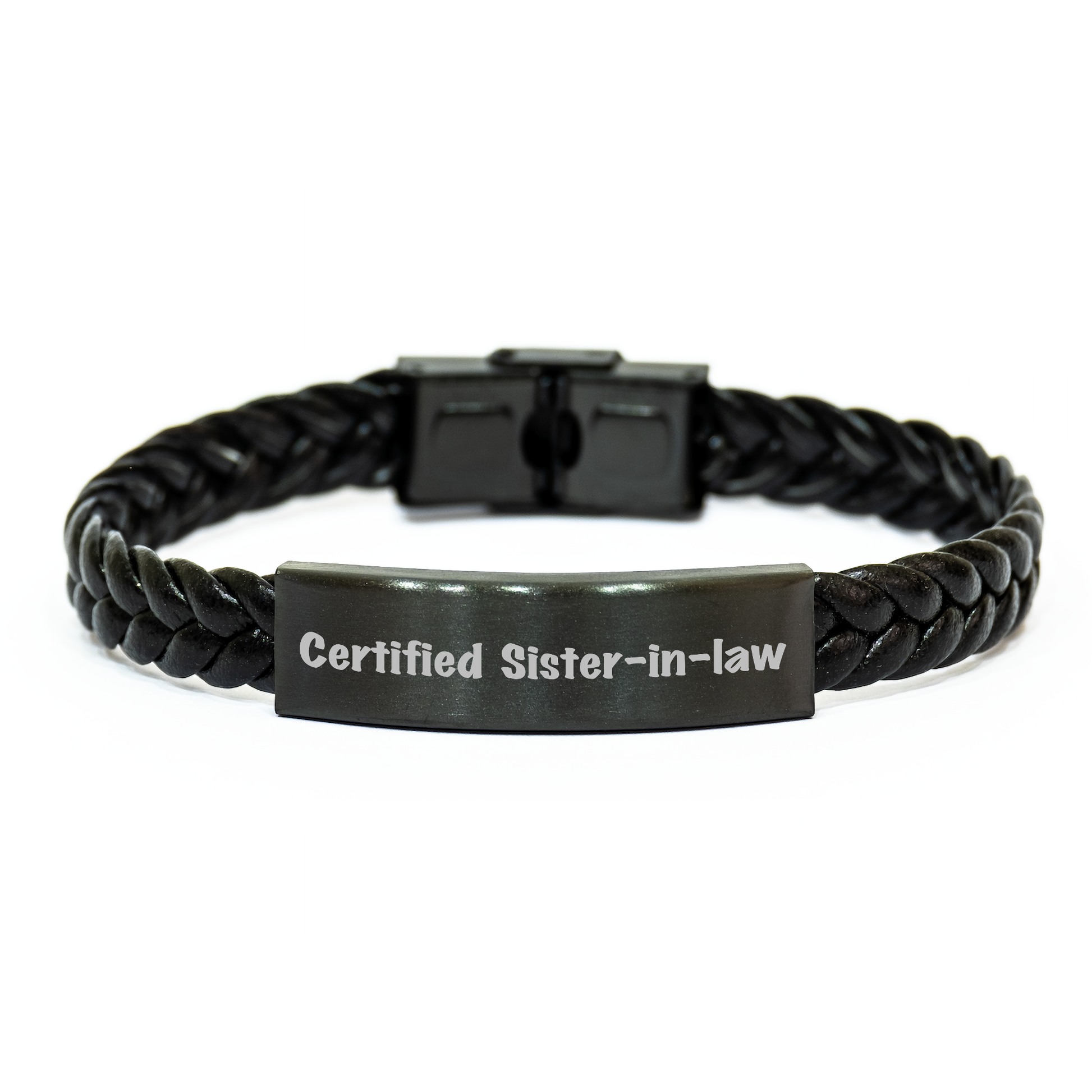Funny Sister-in-law Gifts from Sister - Interlaced Leather Bracelet for Men's Dad's Day - Certified Sister-in-law Quote, Gifts for Sister-in-law, Unique Men's Jewelry - Image 1