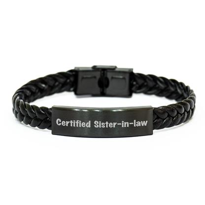 Funny Sister-in-law Gifts from Sister - Interlaced Leather Bracelet for Men's Dad's Day - Certified Sister-in-law Quote, Gifts for Sister-in-law, Unique Men's Jewelry - Image 1