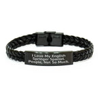 Funny English Springer Spaniel Dog Lover's Interlaced Leather Bracelet Gifts for Men - 'I Love My English Springer Spaniel. People, Not So Much.' from Family