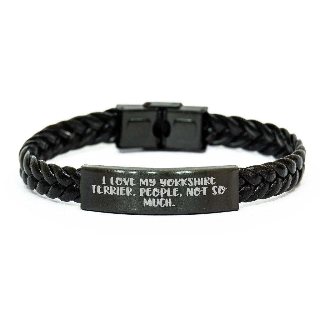 Yorkshire Terrier Dog Lovers Funny Gift Interlaced Leather Bracelet, Gift from Friends to Men, Unique Father's Day Unique Gifts for Yorkshire Terrier Dog Enthusiasts